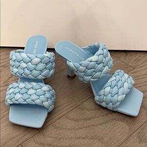 Marc Fisher Light Blue Braided Heels